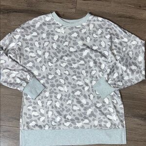 Gray Leopard Print Women's Sweater